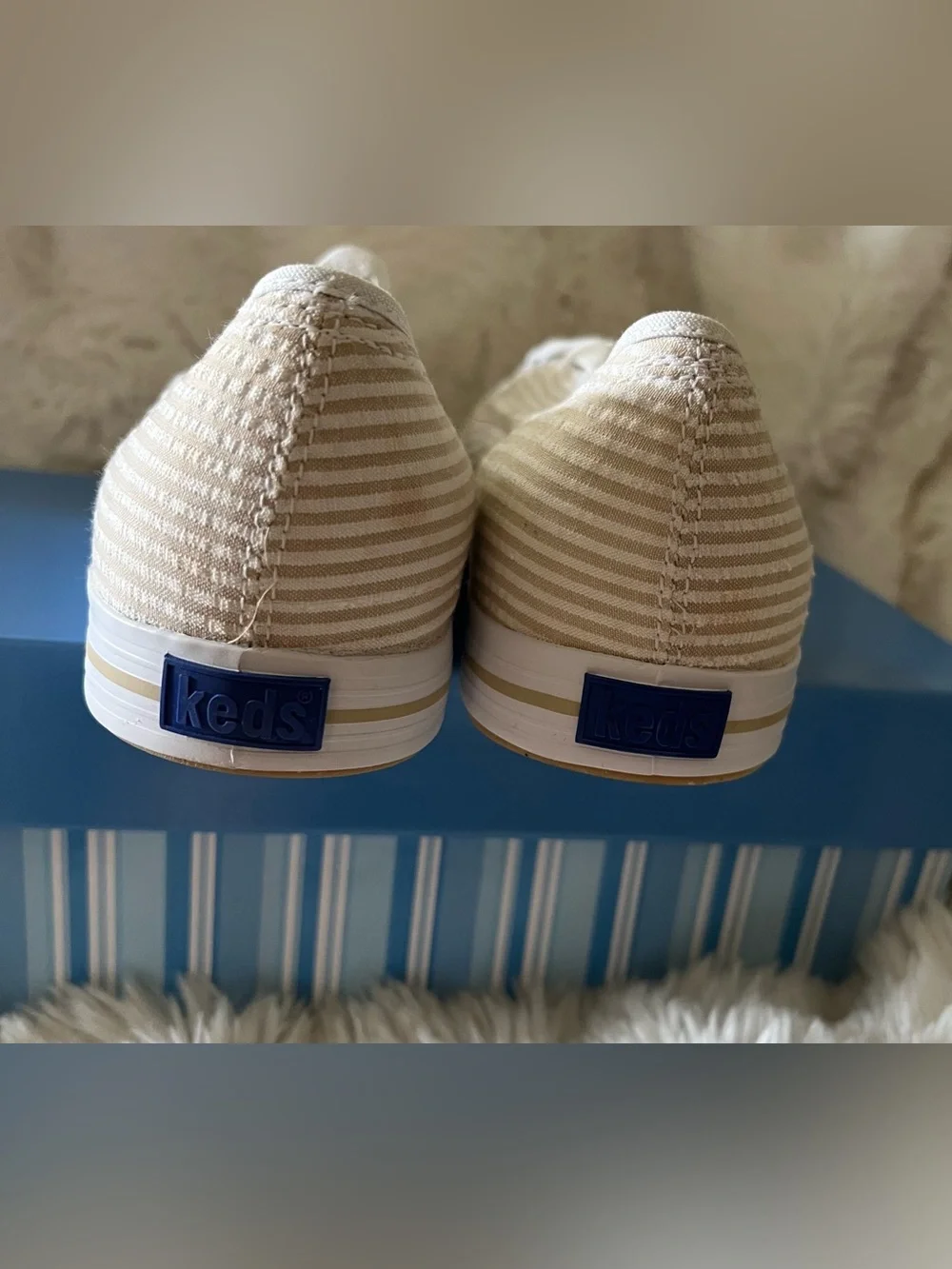 Vintage Keds Seersucker Sneakers NOS NIB Size 10M